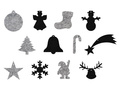 Felt christmas tree hanging decoration - 10 cm - 12 pcs