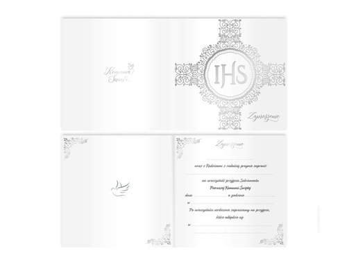 Invitation for Communion with silver print - 10 pcs.