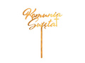 Plexiglass cake topper Holy Communion gold - 1 pc.