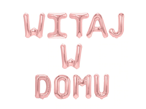 Set of foil balloons "Welcome home" pink gold - 40 cm
