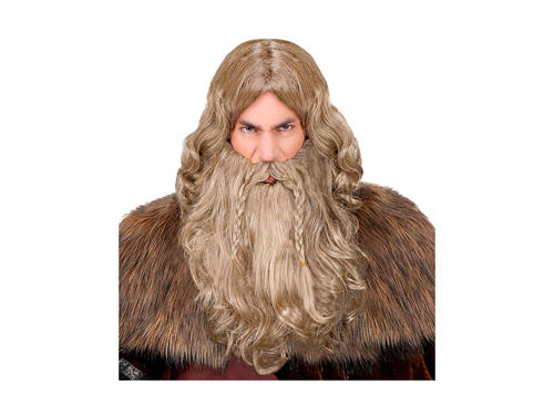 Peruka Wikinga z brodą i wąsami