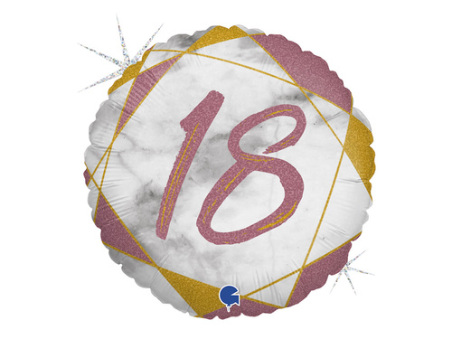 Balon foliowy na osiemnastkę różowe złoto - 46 cm - 1 szt.