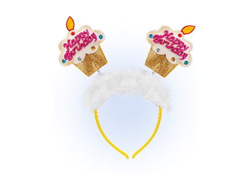 Opaska na głowę z futerkiem - babeczki urodzinowe