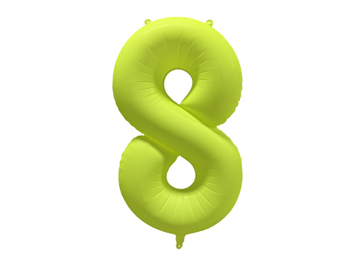 Large Number 8 Neon Yellow Foil Balloon - 86 x 70 cm - 1 pc