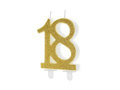 Candle for 18th birthday with gold glitter - 1 pc.