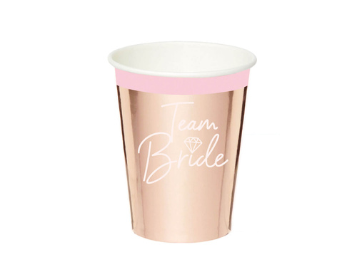 Kubeczki papierowe Team Bride różowe złoto - 250 ml - 8 szt.