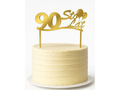 Gold mirrored plexiglass topper for 90th birthday cake