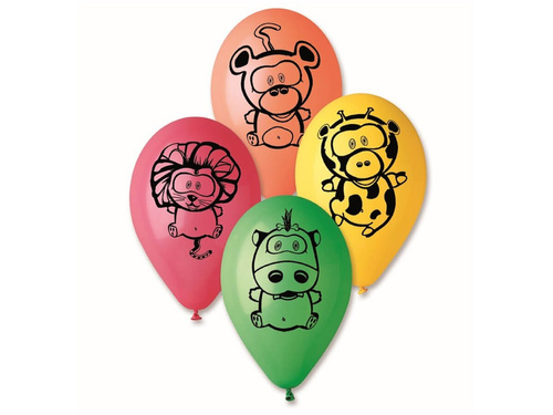 Pastel balloons mix colors Animals - 30 cm - 5 pcs.