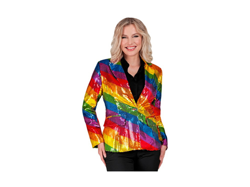 Imprezowa marynarka Party Fashion - tęczowa cekinowa