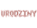 Zestaw balonów foliowych "Urodziny" różowo-złoty - 35 cm