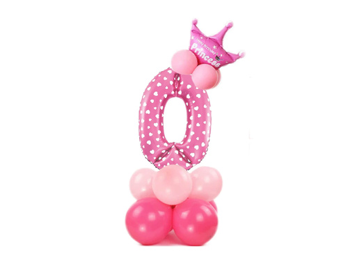 Set of balloons with the number zero pink - 15 pcs.