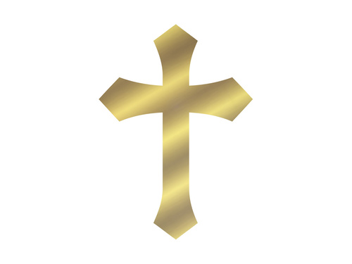 Topper for the side of the cake Cross gold with plexiglass - 1 pc.