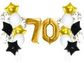 Zestaw balonów na siedemdziesiątkę złoto-czarny - 21 szt.