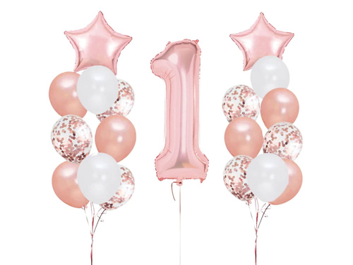 Set of balloons for a birthday rose gold - 19 pcs.