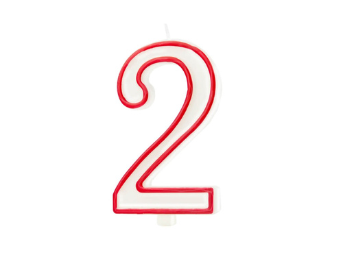 Candle number with red border two - "2"