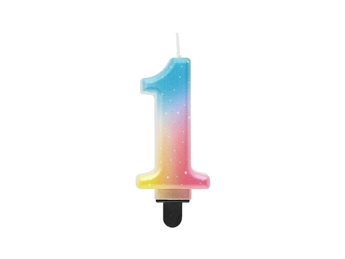 Pastel ombre number candle - 1 - one