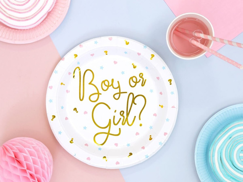 Talerzyki papierowe na Baby Shower Boy or Girl - 23 cm - 6 szt.