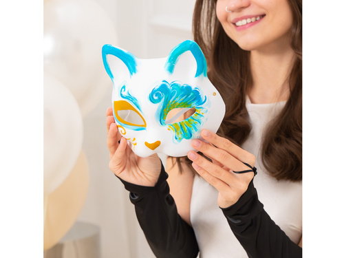 Maska papierowa biała Kot DIY - 10 szt.
