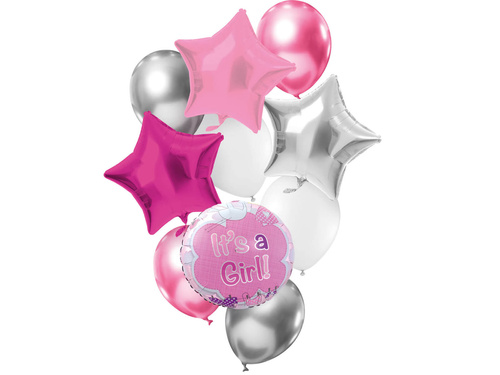Zestaw balonów It's a Girl różowy - 10 szt.