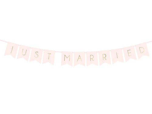 Just Married banner - light pink - 155 cm - 1 pcs.