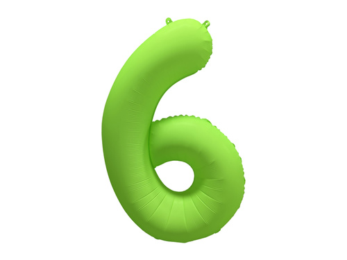 Large Number 6 Neon Green Foil Balloon - 86 x 70 cm - 1 pc