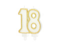 Gold glitter eighteenth birthday candle - 8,5 cm - 1 pc.