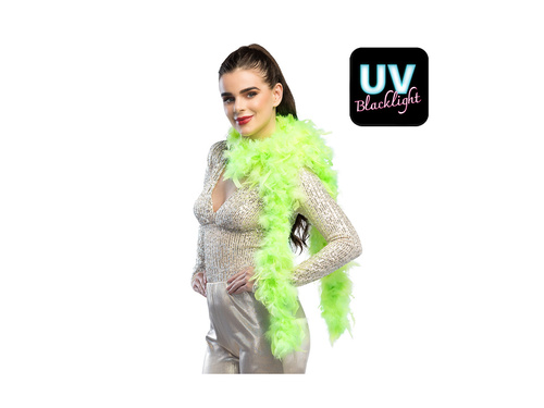 Szal BOA z piór - jasnozielony UV - 180 cm