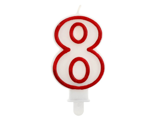 Number candle with red border eight - "8"