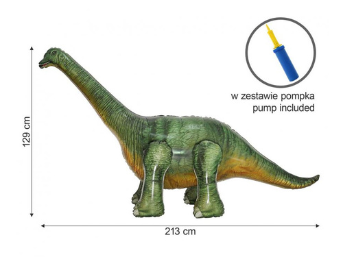 Dinosaur Brachiozaur standing foil balloon - 213 x 86 x 129 cm - 1 pc.
