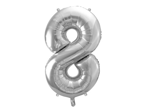 Foil balloon number 8 silver - 86 cm - 1 pc.