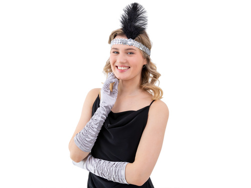 Opaska z piórem Retro srebrna - 1 szt.