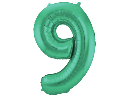 Number 9 Matte Green Foil Balloon - 86 cm - 1 pc