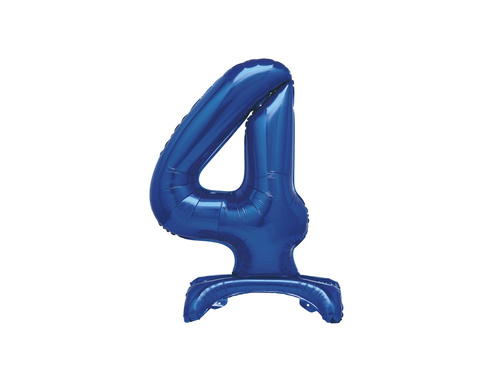 Foil balloon standing number 4 blue - 76 cm - 1pc.