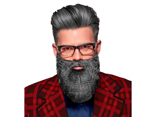 Grey beard and mustache