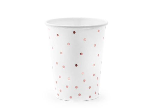 Kubeczki papierowe Kropki białe - 260 ml - 6 szt.