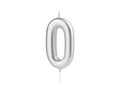 Silver number candle - 0 - 1 piece.