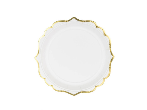 White plates with golden edges - 18 cm - 6 pcs.