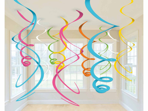 Dekoracja wisząca Swirl wielokolorowa - 56 cm - 12 szt.