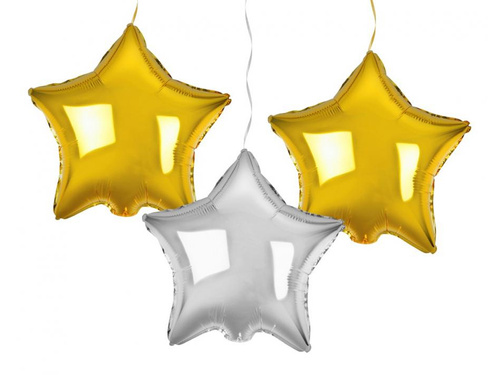 Gold & silver Stars Foil Balloon - 48 cm - 3 pc