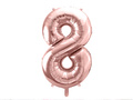 Foil balloon number 8 pink gold - 86 cm - 1 pc.