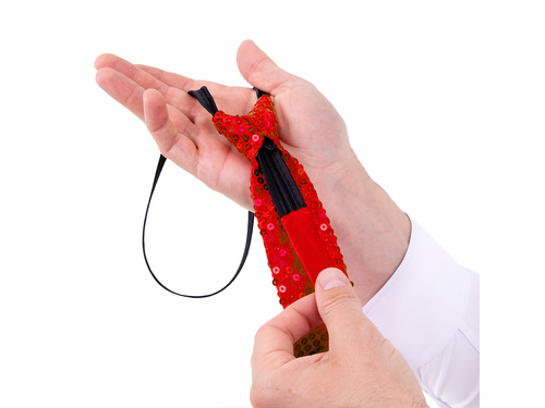 Cekinowy krawat - czerwony - 36 cm - 1 szt.