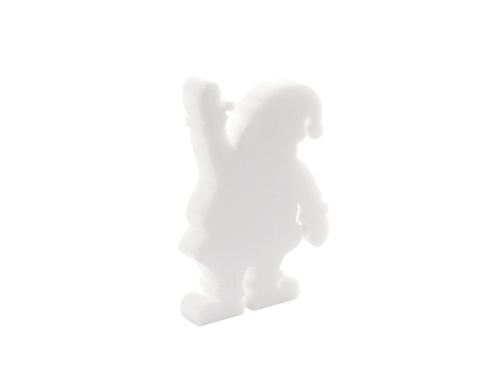 Dekoracja stojąca Św. Mikołaj z pleksi biała - 9 cm