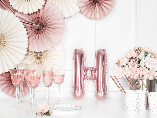 Foil balloon letter "H" pink and gold - 35 cm