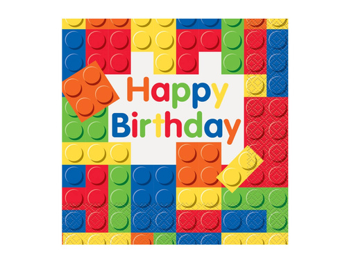 Birthday napkins Blocks - 33 cm - 16 pcs.