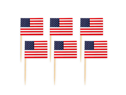 Wykałaczki z flagą narodową USA - 50 szt.