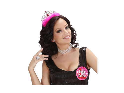 Tiara Girls Night Out z różowymi klejnotami i futerkiem