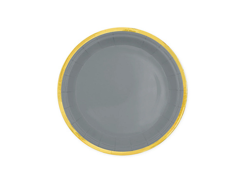 Gray plates with gold rim - 18 cm - 6 pcs.