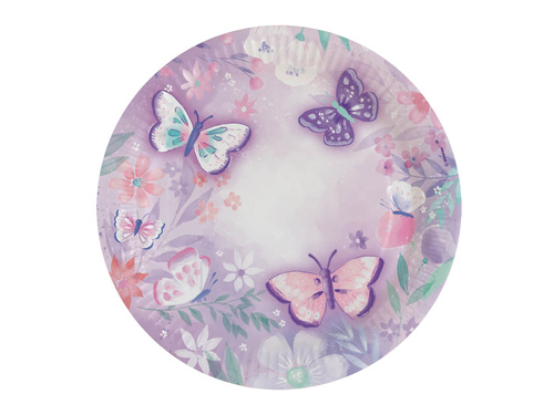 Birthday plates with butterflies - 23 cm - 8 pcs.