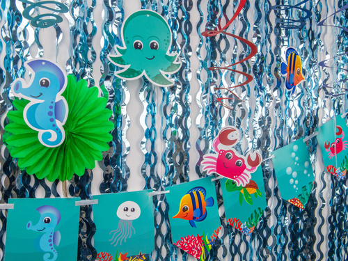 Hanging birthday decoration Underwater World - 6 pcs.