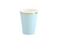 Light blue cups with gold rim - 220 ml - 6 pcs.